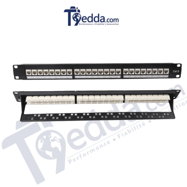 Panneau de brassage RJ45 Cat6 UTP – 24 ports Panneau de brassage RJ45 Cat6 UTP – 24 ports