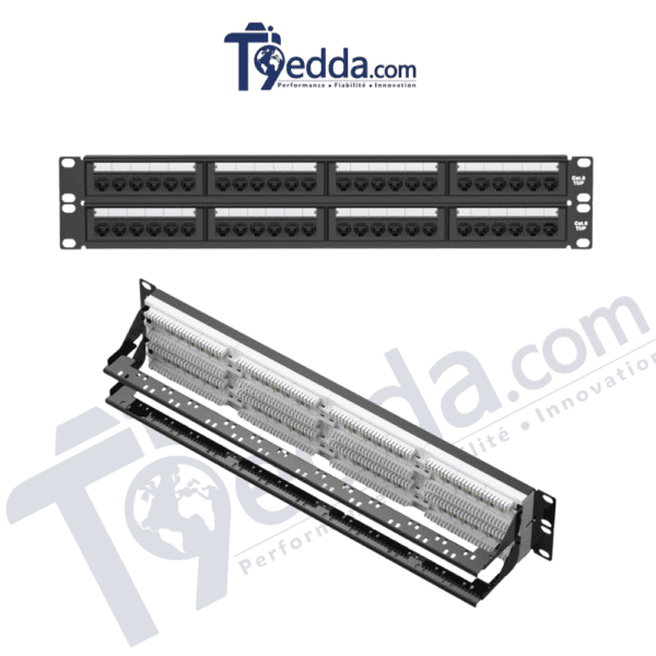 Panneau de brassage RJ45 Cat6 UTP – 48 ports Modulaire 2U – 19 pouces Panneau de brassage RJ45 Cat6 UTP – 48 ports | Modulaire | 2U – 19 pouces